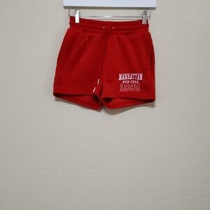Red Athletic Shorts with Elastic Waistband and Drawstring